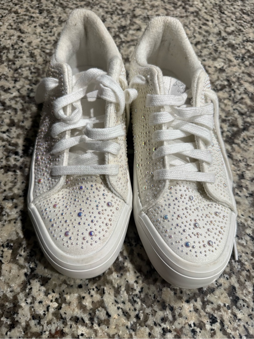 Juicy Couture White Rhinestone Lace-Up Sneakers